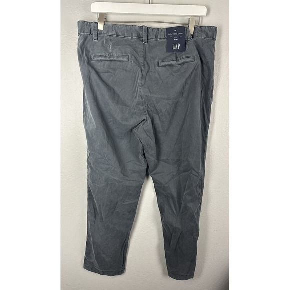 NWT Gap Girlfriend Chino Pant Size 14 Charcoal Gray Tuxedo Stripe Relaxed - Picture 2 of 3